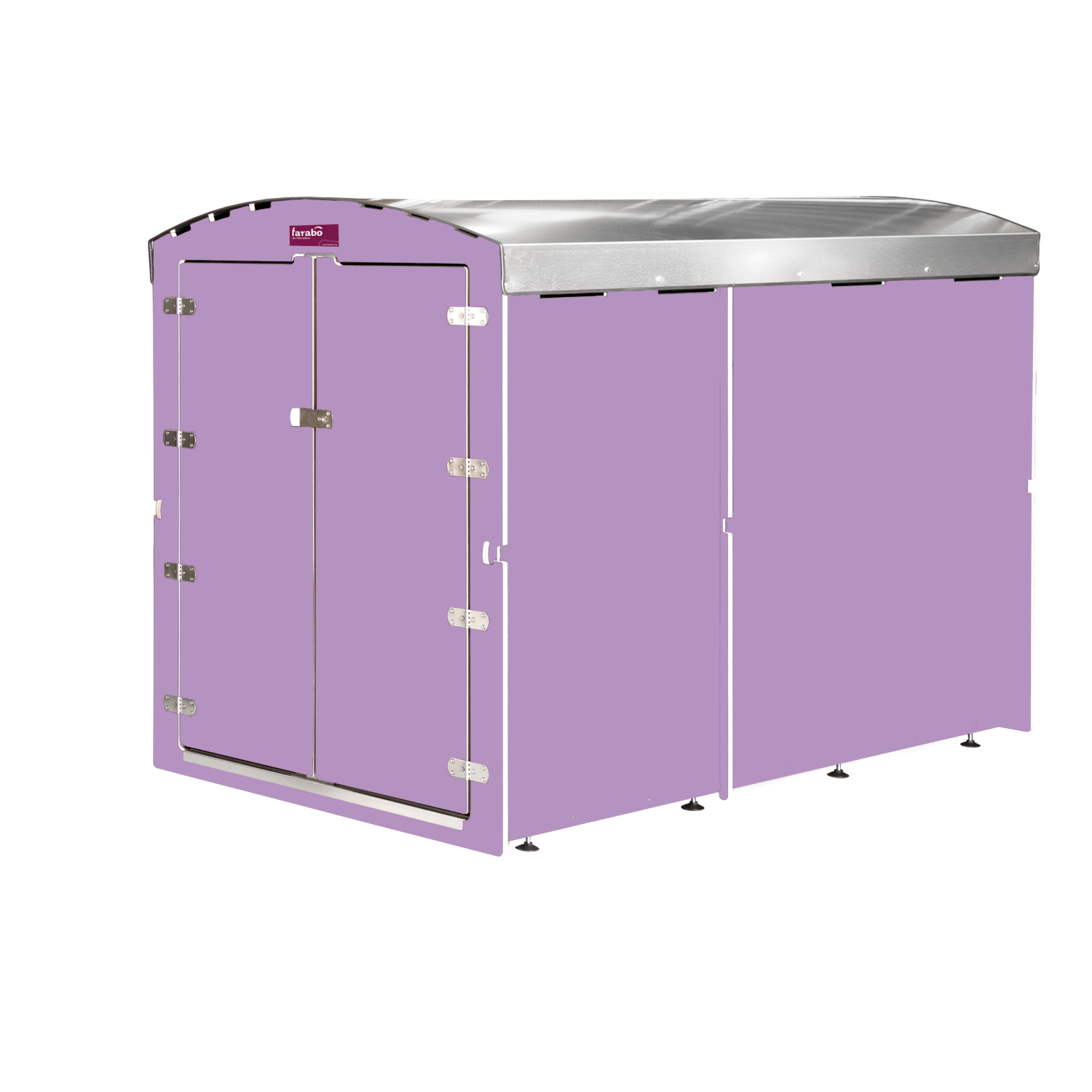 Farabo lilafarbene Metallgarage mit Doppeltür und gebogenem Edelstahl-Dach