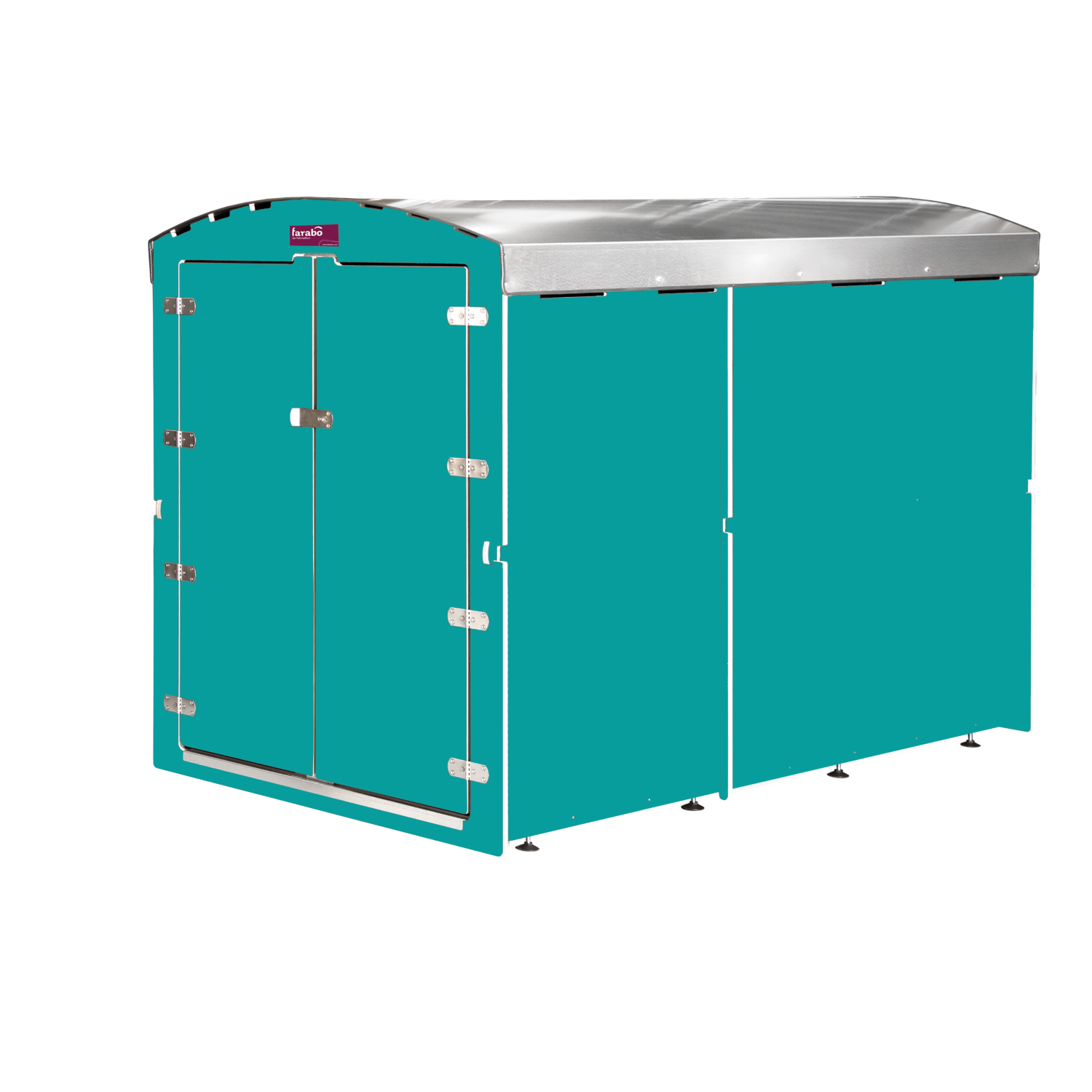 Fettschürze türkis mit doppelter Tür und Edelstahl Dach von Farabo