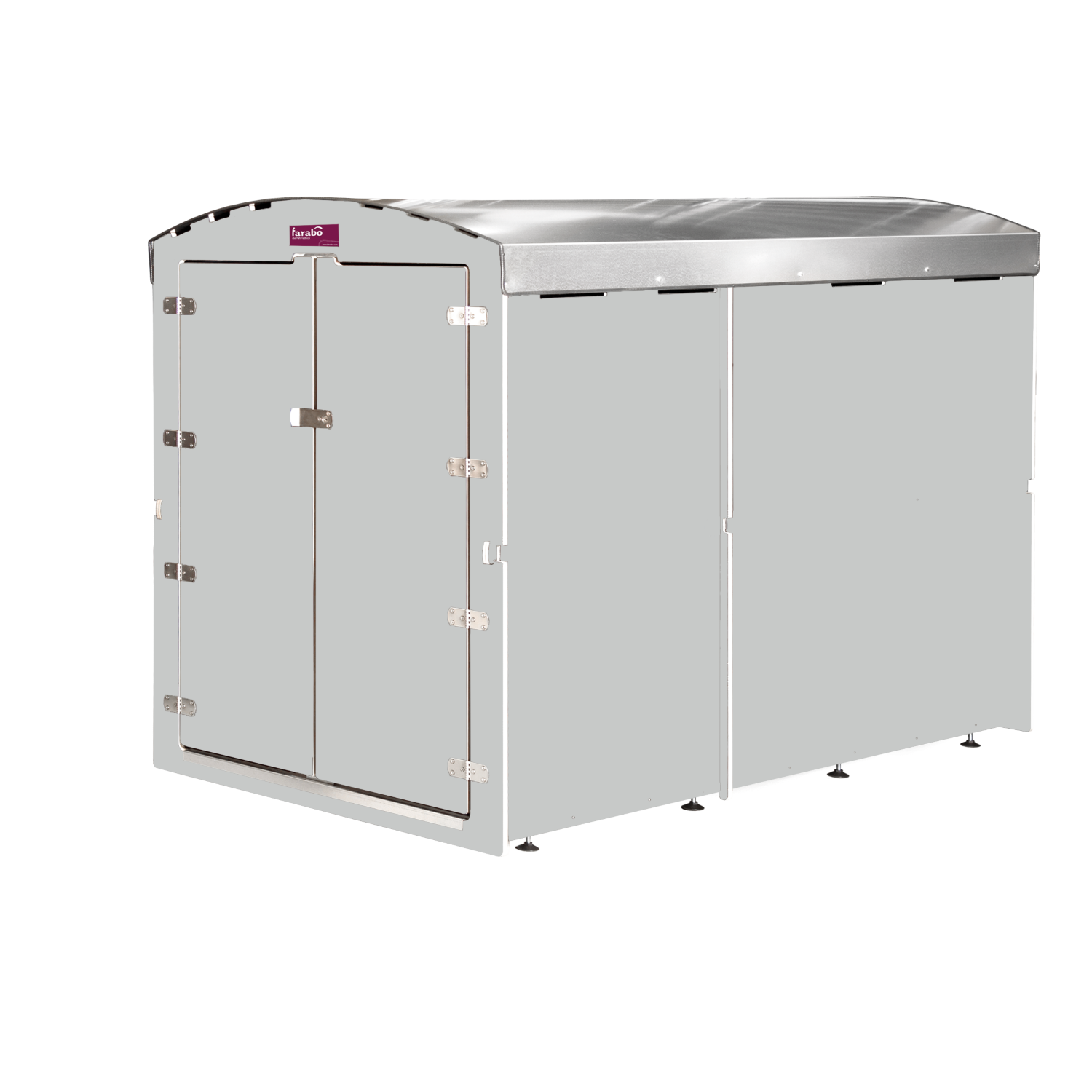 Hellgrauer Farabo Mülltonnenbox mit Doppeltür und Metallring-Strebe, wetterfest