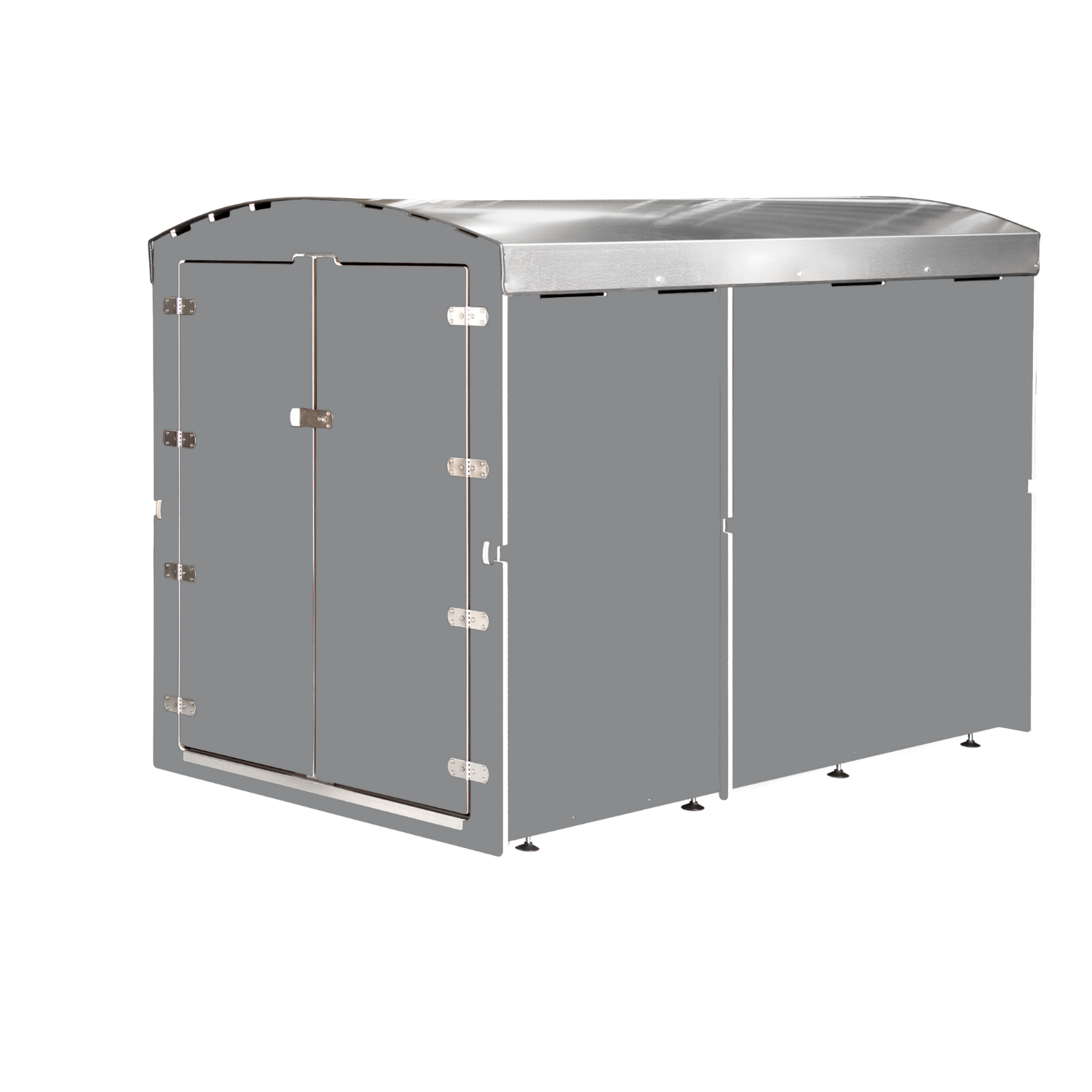 Moderner silberner Farabo Bike-Box Fahrradunterstand mit Doppel-Tür und Metallverriegelung