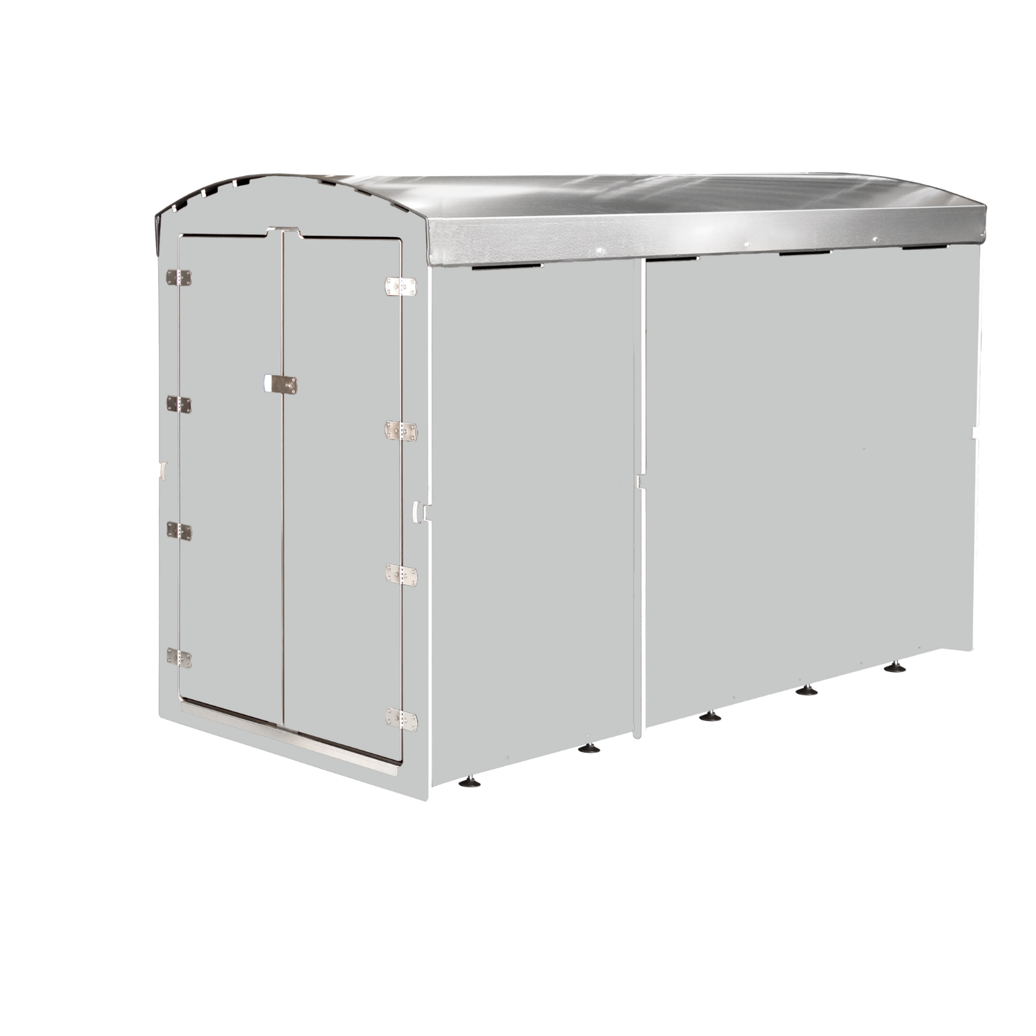 Hellgraue XXL Fahrradgarage mit Doppeltür und Metall-Dach für sicheren Fahrradschutz