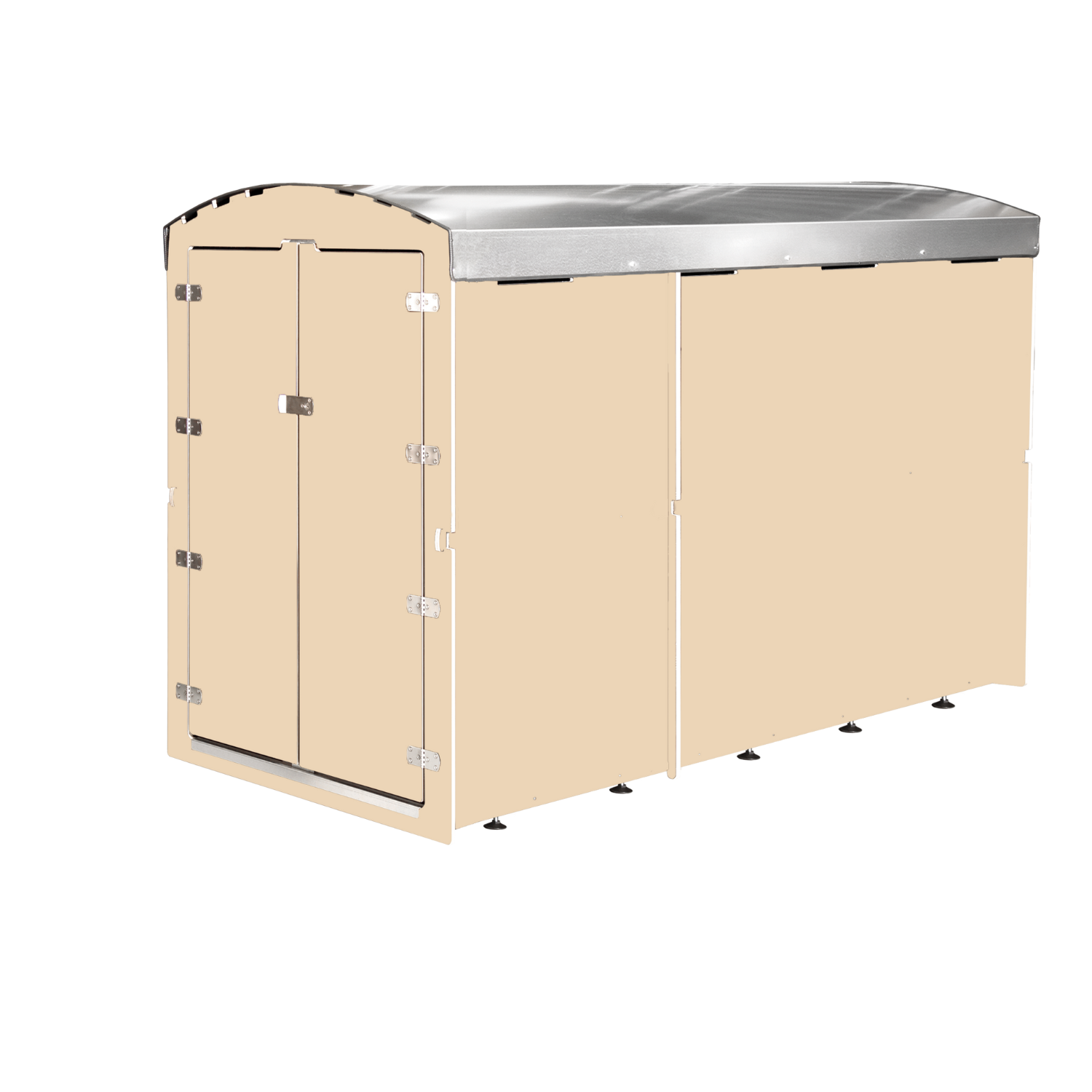 Beige XXL Gartenhaus mit Doppeltür und silbernem Streben-Dach