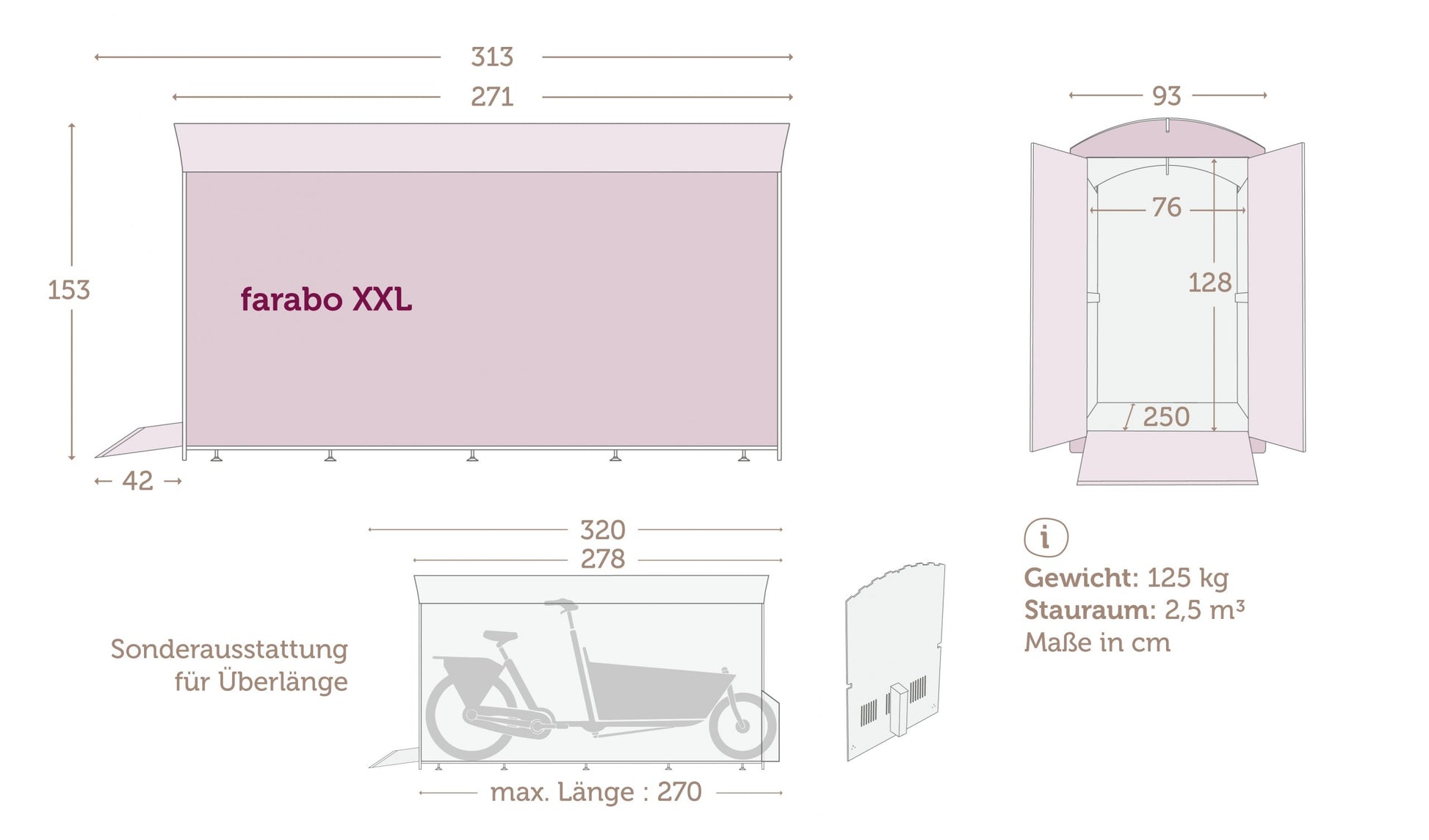 farabo XXL Fahrradgarage Maße