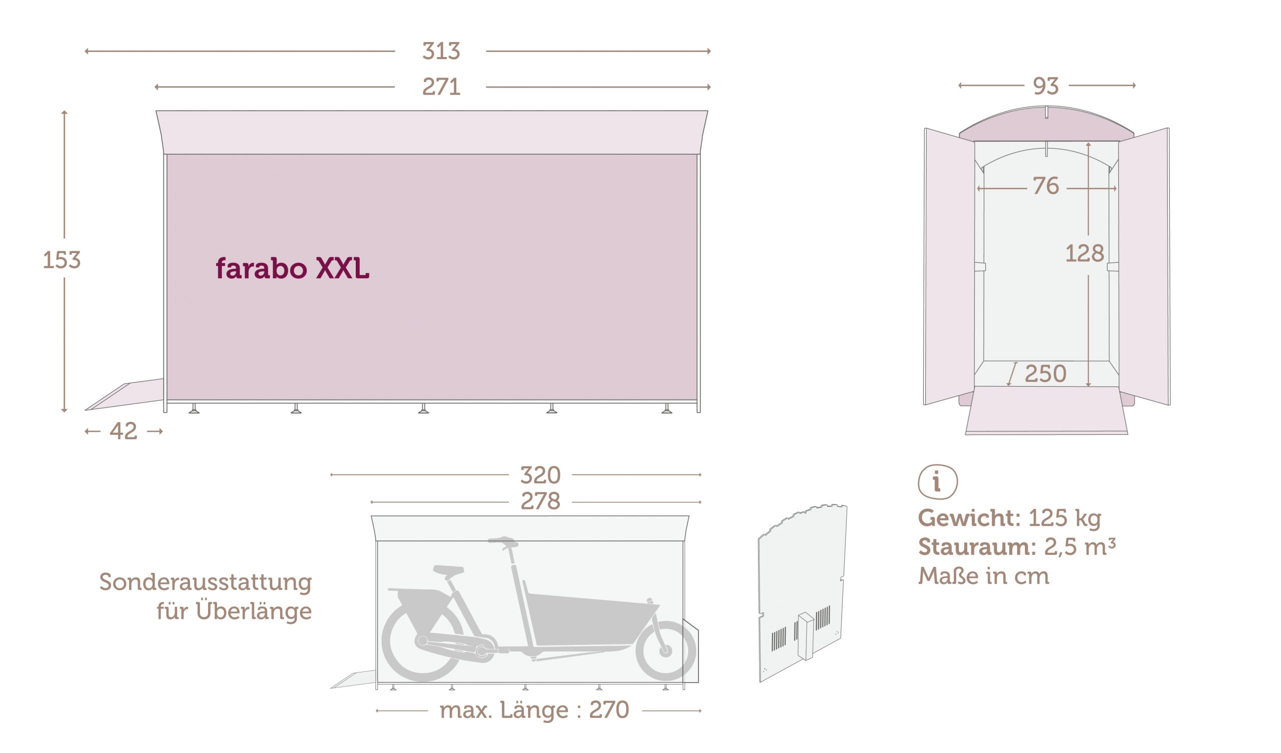 farabo XXL Fahrradgarage Maße
