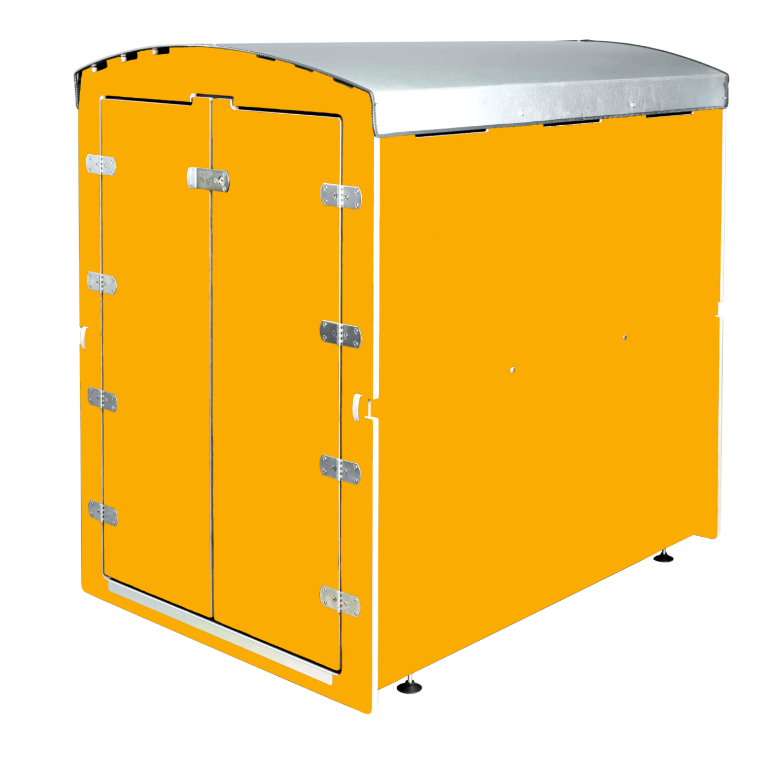 Gelber Kühlakku mit silbernem Deckel und formstabiler Isolierung in Halbtotale