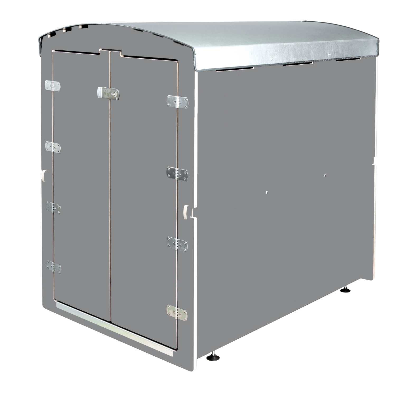 Grauer Geräteschrank aus Metall mit Doppel-Tür und Schloss, Industrie Design